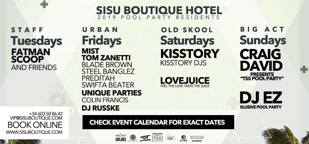 Sisu BOutique Hotel Pool Parties 2019